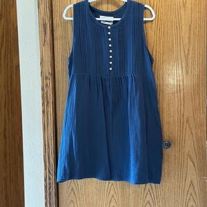 Purrell work wear Sleeveless Navy Blue Button-Front Dress